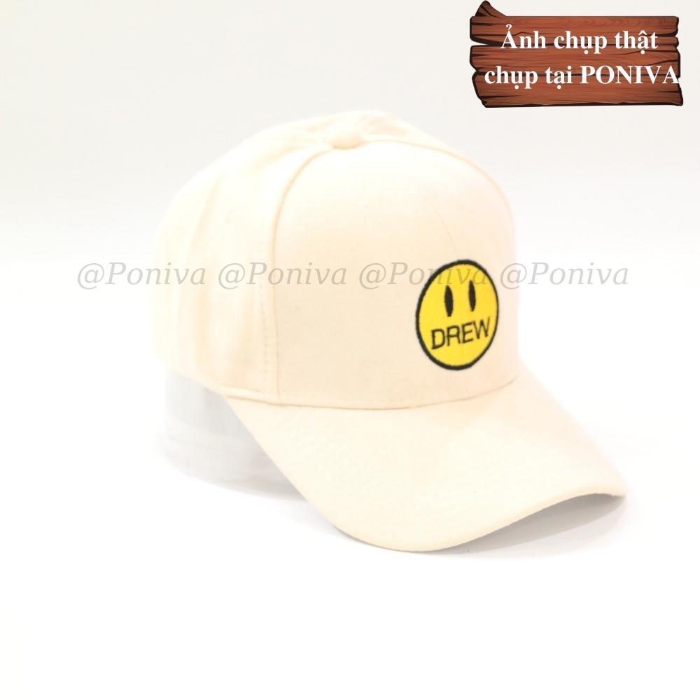 Mũ lưỡi trai ❤️ Nón kết thêu mặt cười chất nhung mịn form unisex C925 phong cách Ulzzang Thời trang PONIVA siêu hot