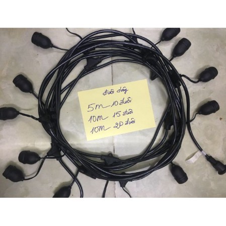 Bộ Dây Đui Đèn Ngoài Trời 5,5 Mét 10 Đui E27 (Không Có Bóng)