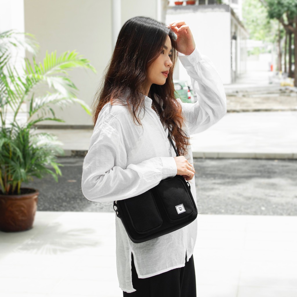 Túi đeo chéo DIM Double Bag Nam Nữ mini, chất liệu chống thấm nước