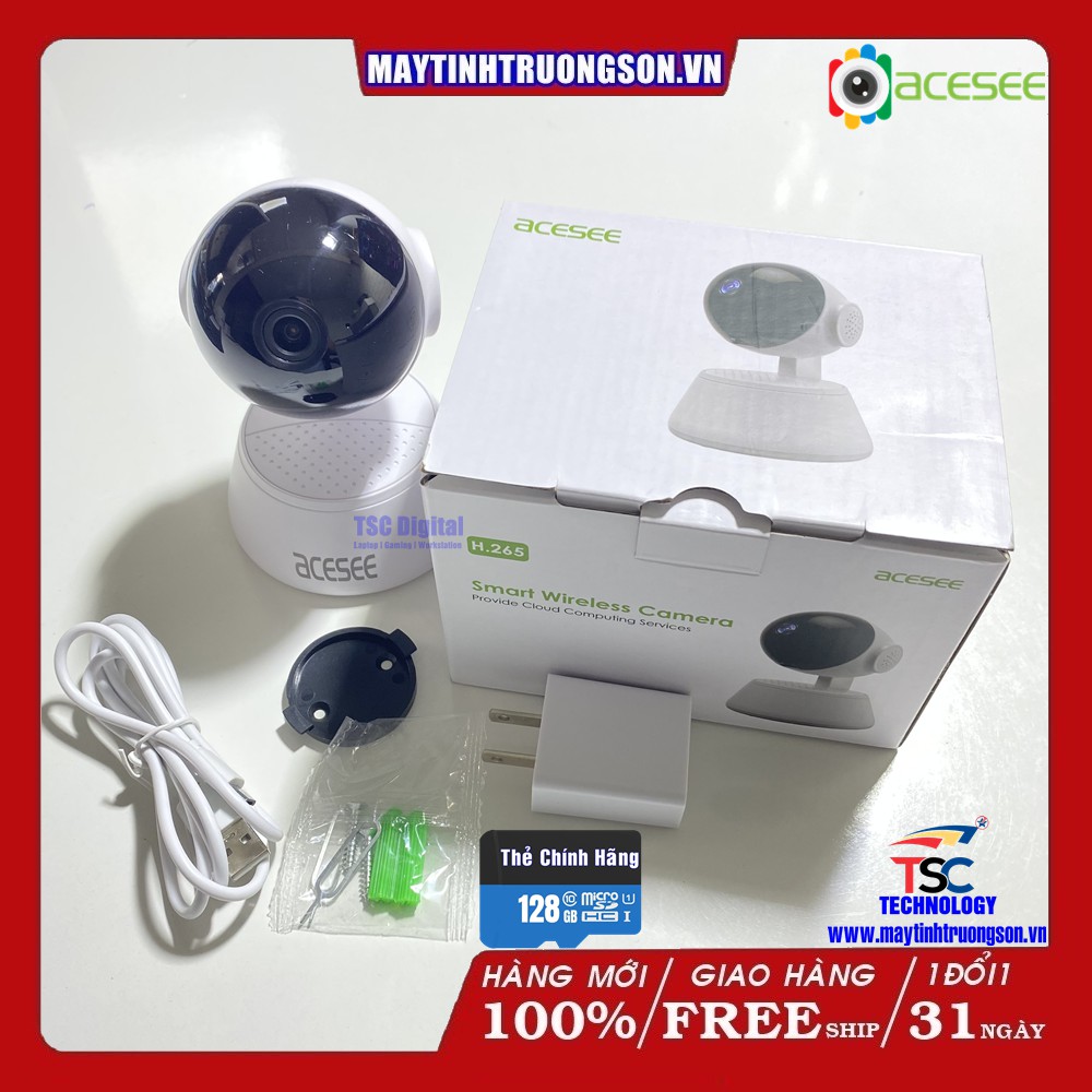 Camera IP wifi 2.0MP ACESEE AC05 | Kèm Thẻ Lưu Trữ 128Gb Quay 355° Đàm Thoại 2 Chiều