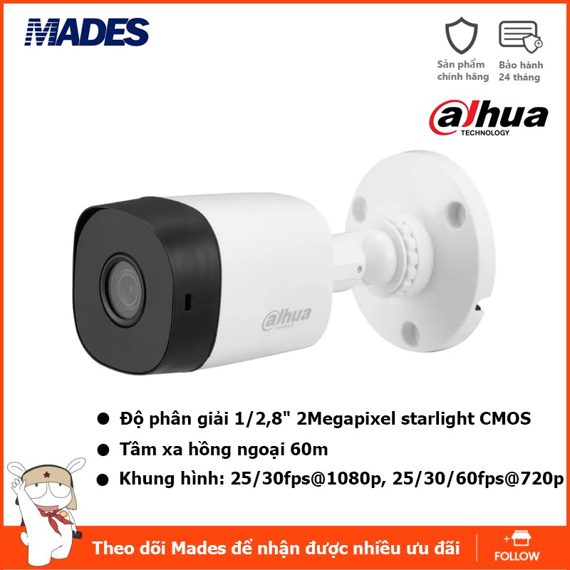 CAMERA DAHUA HAC-B1A21 (2.0 MEGAPIXEL) (Thân nhựa 2.0)