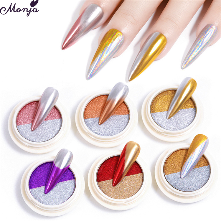 MONJA [Hàng mới về] Hộp bột đắp móng hiệu ứng tráng gương 2 màu chuyên nghiệp