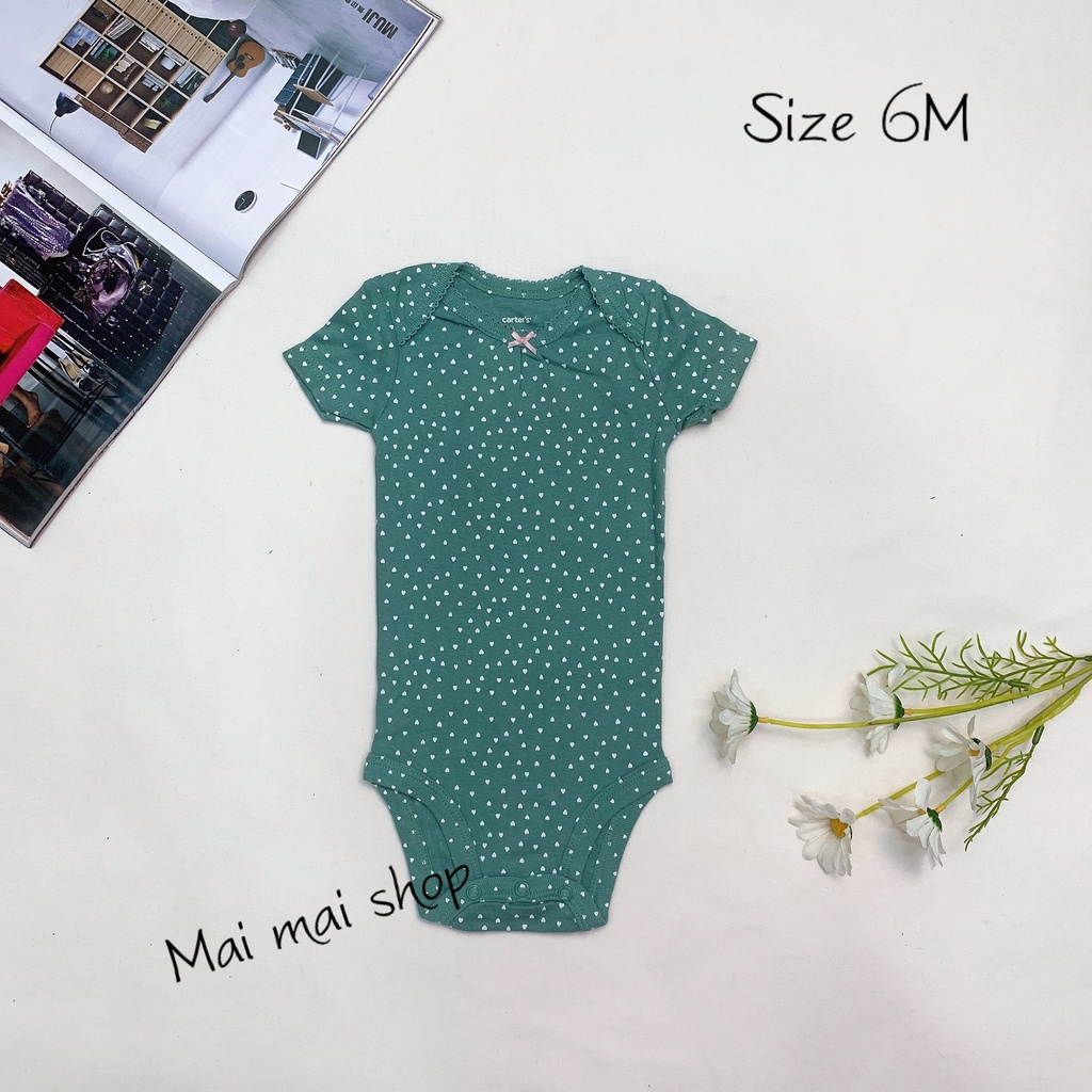 (3-6M Chọn màu-Gái) Body chip TAY NGẮN,CÁNH TIÊN xuất dư cổ tròn, cổ đáp chéo cho bé gái sz 3-6M- Bộ liền thân cho bé
