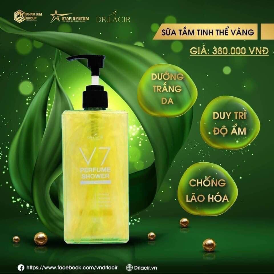 Sữa tắm trắng body Dr. Lacir V7 Perfume Shower giảm thâm phục hồi da 350ml LM20