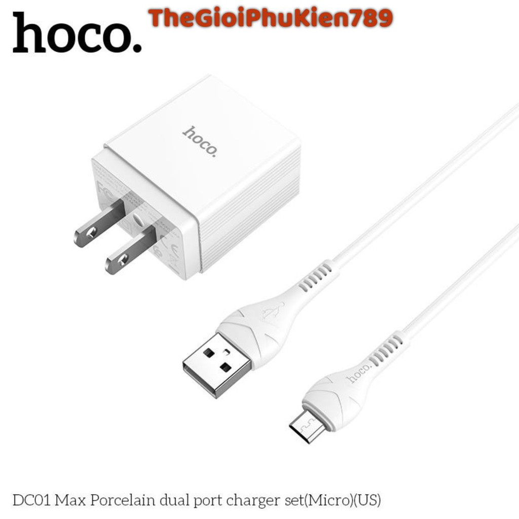 [Mã 2404EL10K giảm 10K đơn 20K] Bộ củ cáp sạc HOCO DC01 Max Micro USB Chính hãng Giá tốt