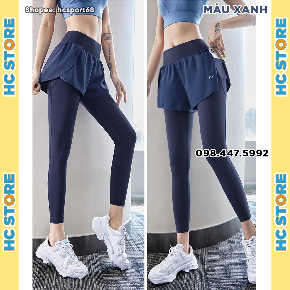 Quần Tập Gym Yoga Nữ QD28 Chất Thun Lạnh, Có Quần Short Phía Trước Chống Lộ, Kèm Túi Đưng - HcSport68