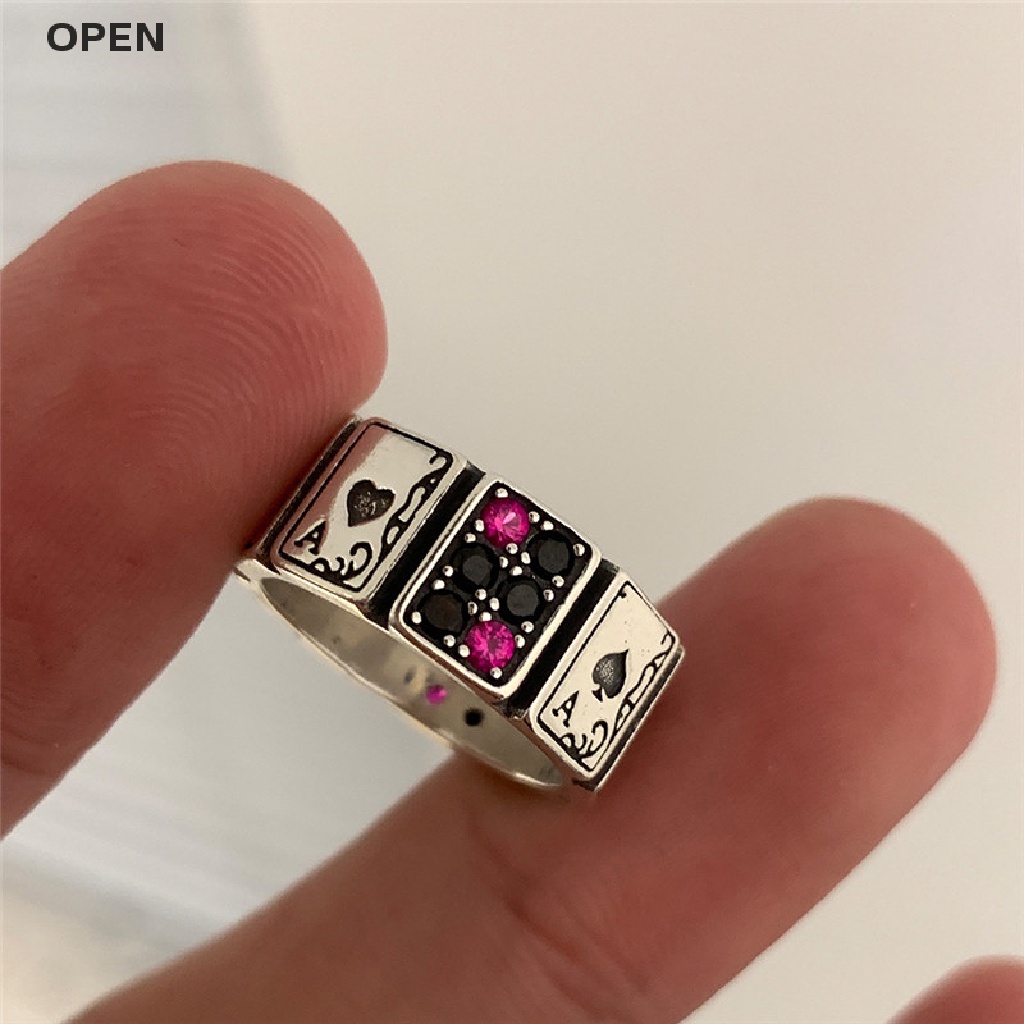 Op Nhẫn Đính Đá Zircon Hình Thẻ Bài Thời Trang Tinh Tế Cổ Điển Quà Tặng Trang Sức Cho Nữ my