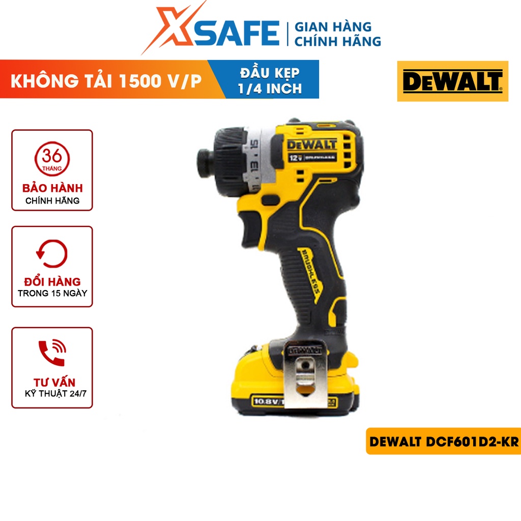 Máy vặn vít cầm tay DEWALT DCF601D2-KR Máy khoan dùng pin hiệu thế pin 12V, động cơ không chổi than, bền bỉ