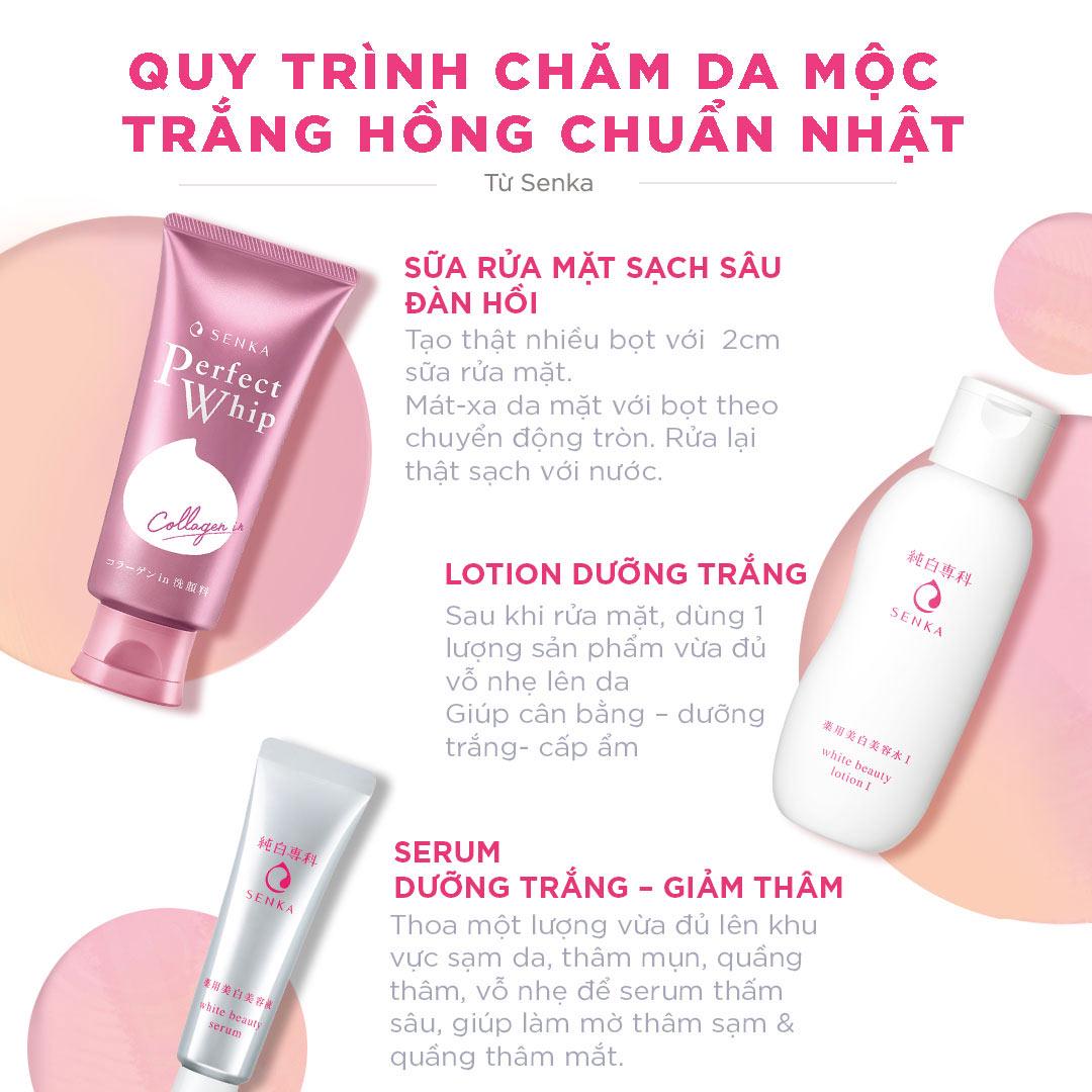 Bộ Dưỡng da trắng hồng-Ngăn lão hóa Senka(SRM120g+Lotion 200ml+Serum 35g+night cream 50g+day creamSPF 25 50g)