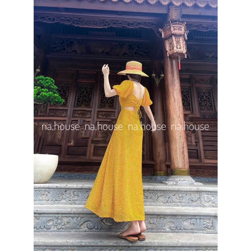 ĐẦM DÁNG DÀI HỞ LƯNG NAHOUSE MAXI ĐI BIỂN DU LỊCH THIẾT KẾ HAI LỚP SANG TRỌNG