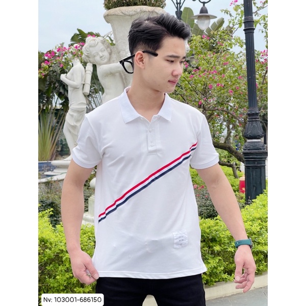 [FREE SHIP] Áo polo Thom Browne sọc đỏ [2022]⚜️Áo phông Thom Browne vạch kẻ sọc chéo ✅