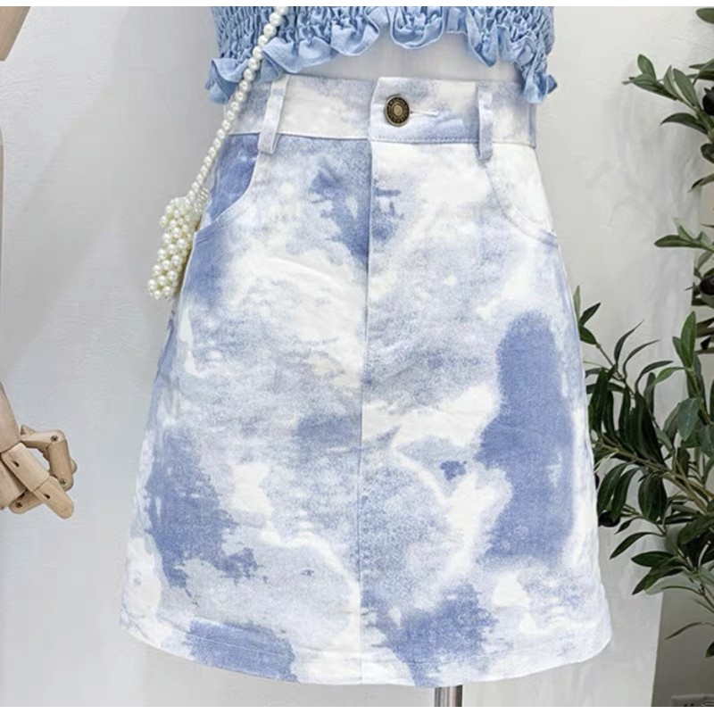 [ 2 Màu ] Chân váy jean loang bầu trời có quần trong | BigBuy360 - bigbuy360.vn