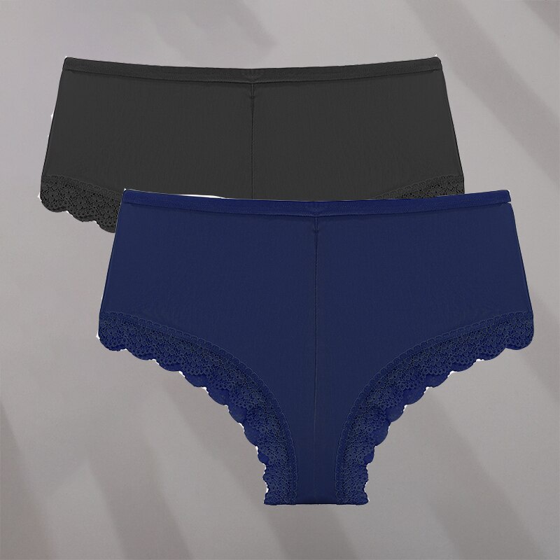 Set 2 Quần Lọt Khe FINETOO Không Đường May Phối Ren Phong Cách Brazil Quyến Rũ Size Lớn Cho Nữ M-XXL