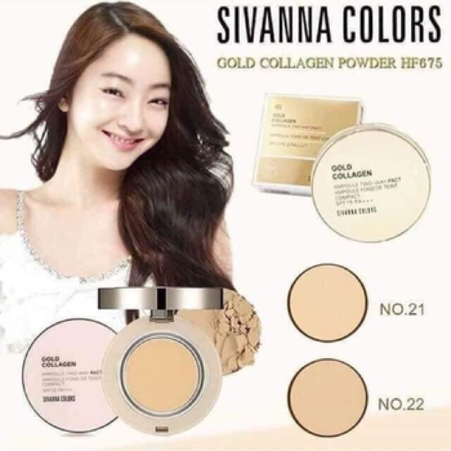 Phấn nén siêu mịn SIVANNA COLORS Gold Collagen