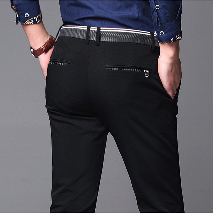 Quần Tây Nam Màu Đen Ôm Dáng Phong Cách Doanh Nhân Hàn Quốc