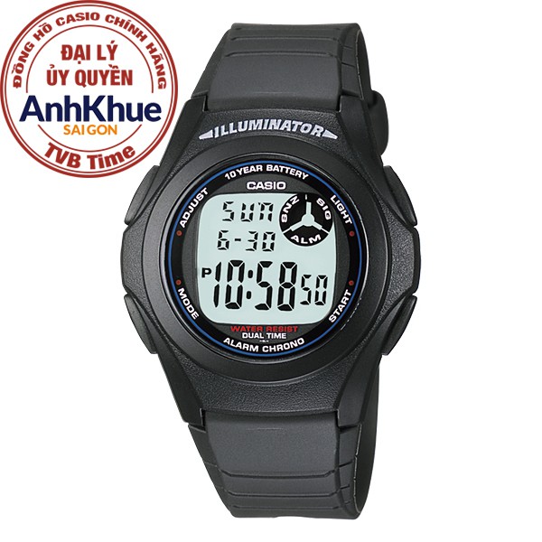 Đồng hồ nam dây nhựa Casio Standard chính hãng Anh Khuê F-200W-1ADF (40mm)