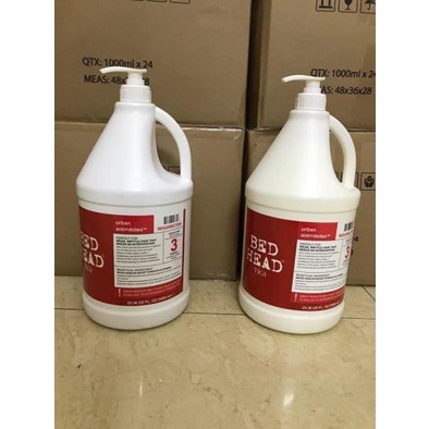 Dầu Gội, CAN XẢ Can 5 Lít Bed Head Tigi Đỏ Số 3 Dành Cho Tóc Hư Tổn thể tích thực 4,3kg