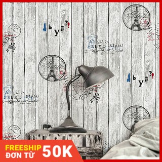 Giấy dán tường Gỗ Họa Tiết Con Dấu Tháp Eiffel khổ 10m x 53cm - 3D250