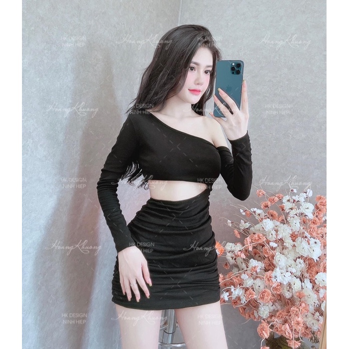 Đầm khoét eo chất thun borip dày dặn thích hợp đi chơi đi tiệc
