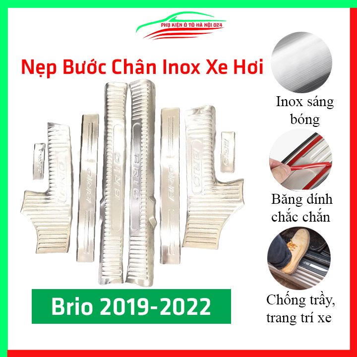 Bộ nẹp bước chân inox ô tô Honda Brio 2019 chống trầy làm đẹp ô tô