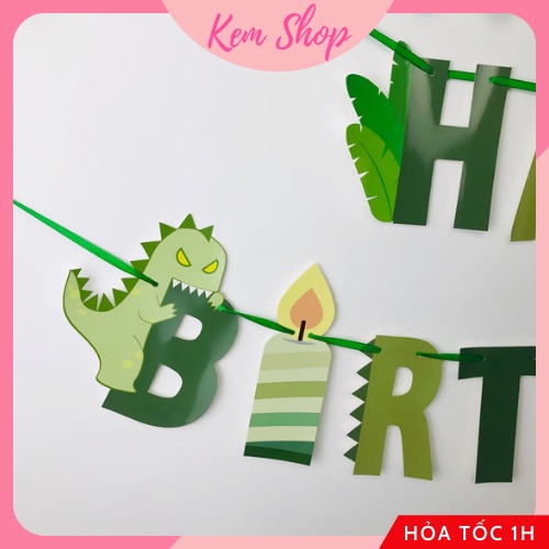 Dây Chữ Happy Birthday Chủ Đề Khủng Long Trang Trí Sinh Nhật Cho Bé - Kem Shop K14