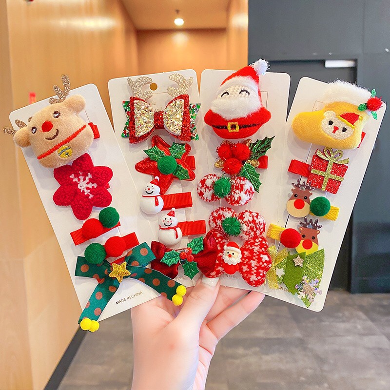 Set Kẹp Tóc Noel, Kẹp Tóc Giáng Sinh Nhiều Hoạ Tiết Dễ Thương