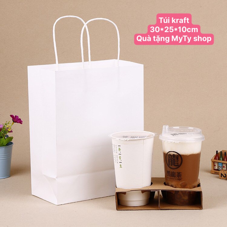 Túi đựng quà tặng chất liệu giấy Kraft Nhật cao cấp, kích thước 30*25*10cm