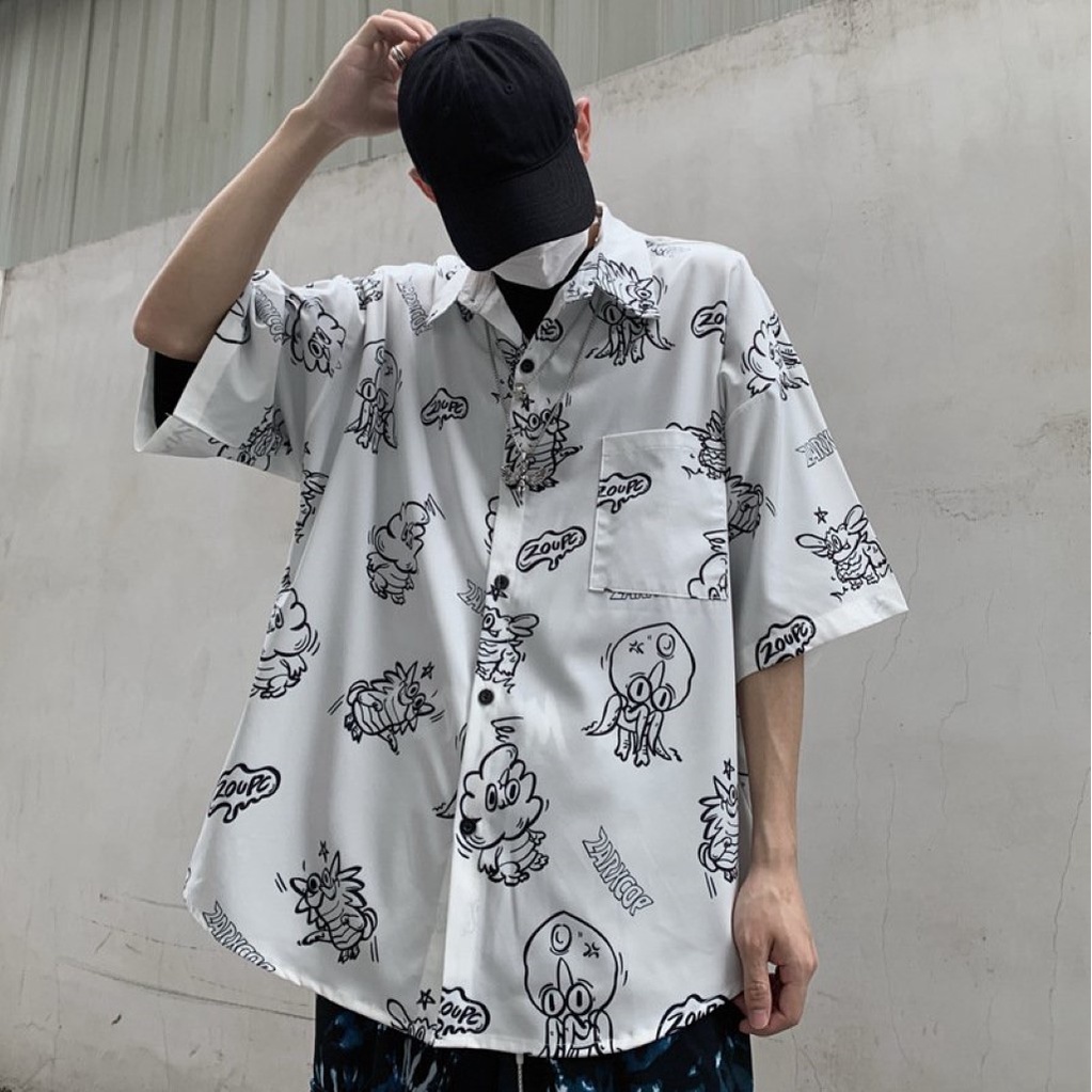 Áo sơ mi tay ngắn from rộng unisex nam nữ , sơ mi nam nữ vải voan lụa mịn mát free size 40kg - 70kg