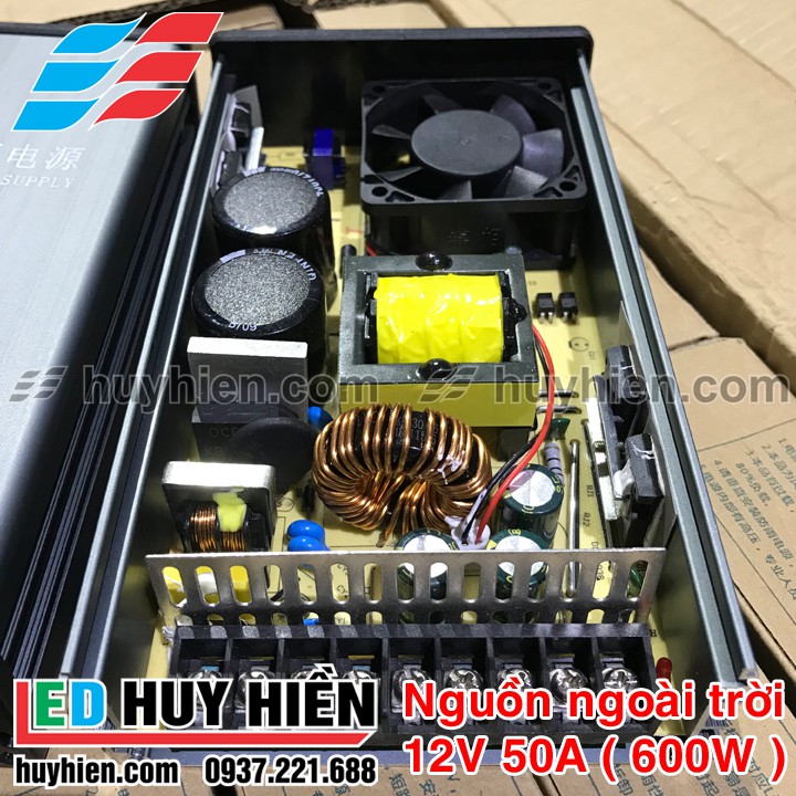 Nguồn Led 12V 50a ngoài trời vỏ nhôm _ Nguồn Led 12V 600W (50A) ngoài trời