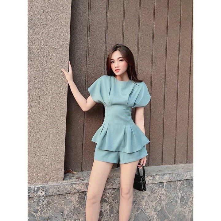 Sét bộ đồ nữ áo tay phồng xếp ly eo phối quần đùi siêu xinh đa dạng