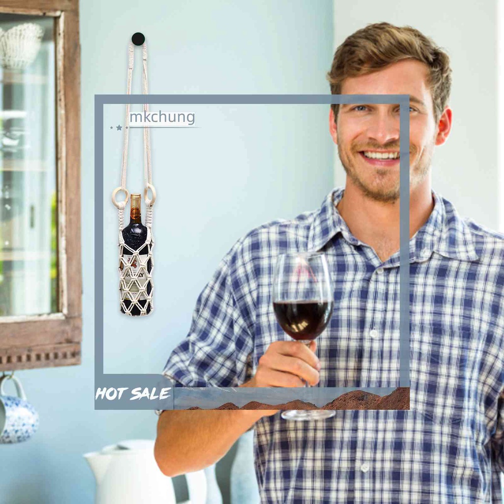 Túi Lưới Cotton Đựng Chai Rượu Vang Có Móc Treo Tiện Dụng