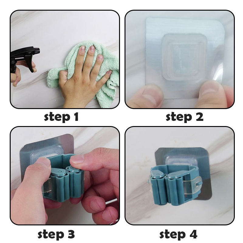 Giá Đỡ Cây Lau Nhà/Cọ Gắn Tường Đa Năng Cho Nhà Bếp/Phòng Tắm