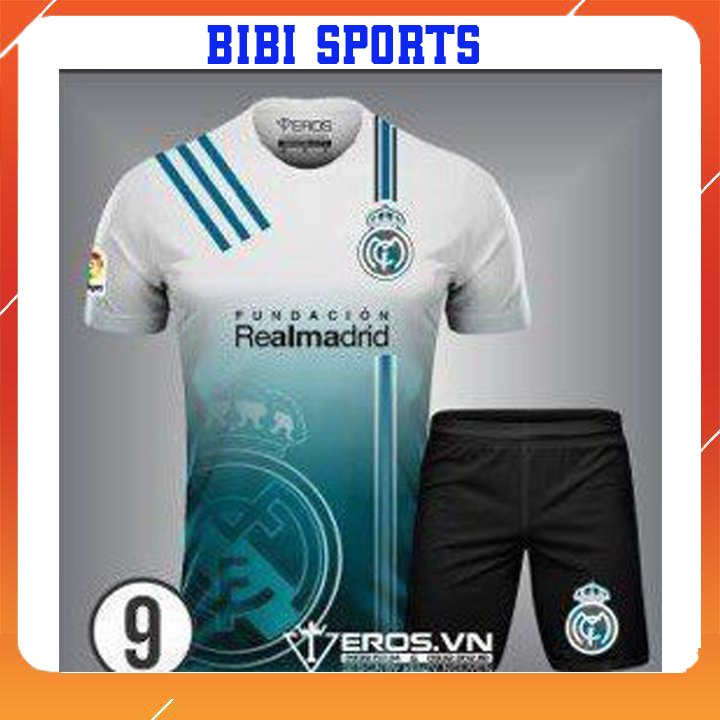 Bộ quần áo đá bóng nam áo đá banh in tên CLB Real mandrid BIBI SPORT đồ thể thao trẻ em thun lạnh mẫu mới nhất 2021-2022