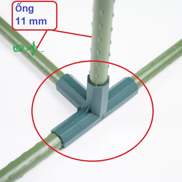 (B2) Khớp nối 4 chiều dùng nối ống thép bọc nhựa phi làm giàn leo.