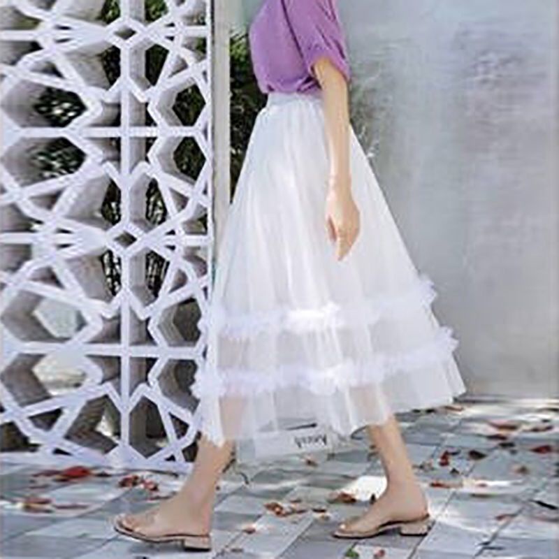 Chân Váy Chữ A Vải Tuyn Xếp Ly Chiều Dài Trung Bình Thời Trang Mùa Hè Hàng Mới Cho Bạn Nữ (Có Lớp Lót)