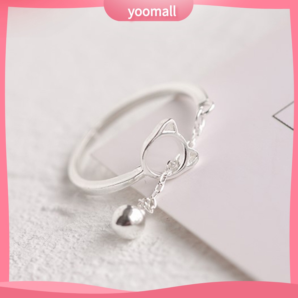 Yomall♡ Nhẫn Hở Hình Mèo Dễ Thương Có Chuông