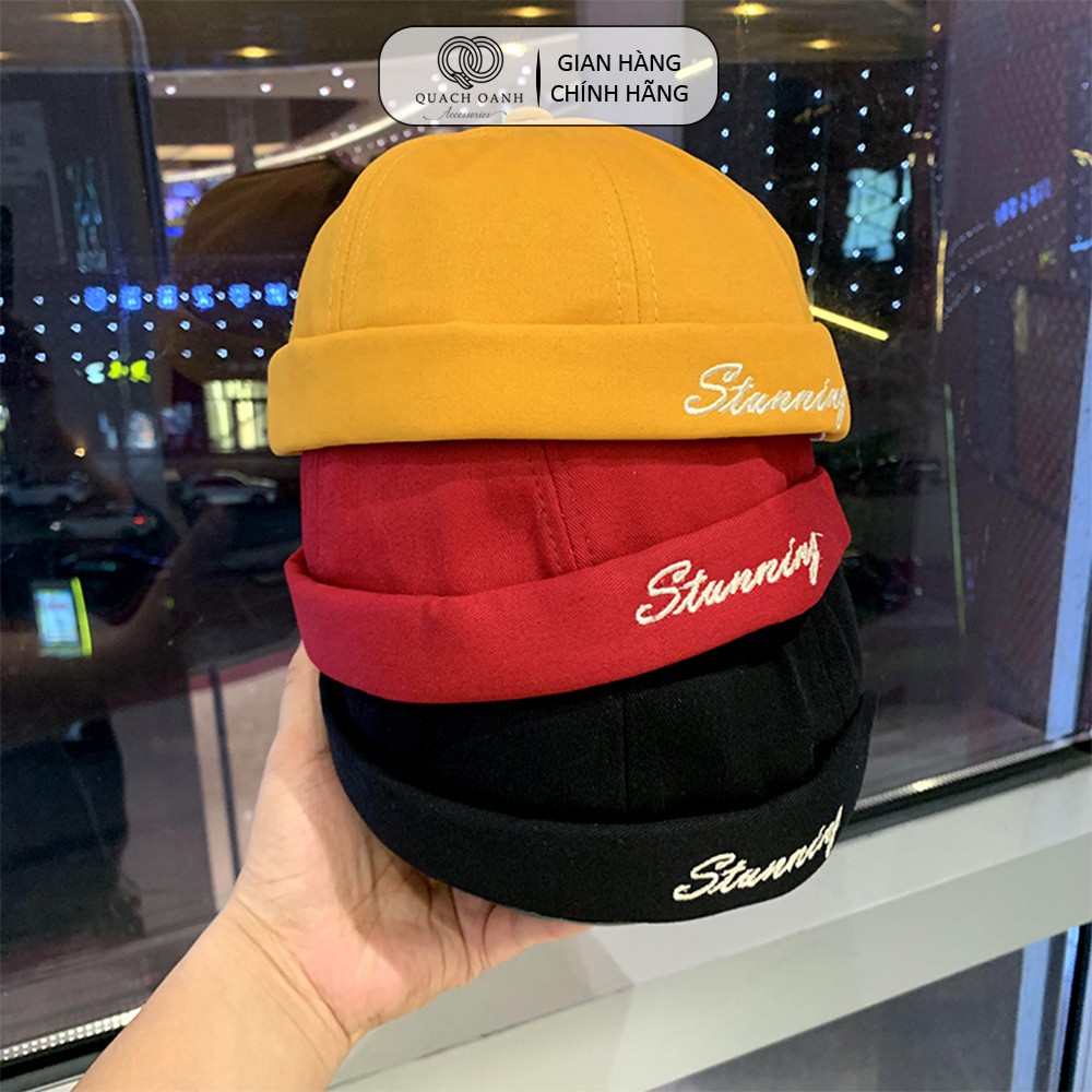 Mũ quả dưa địa chủ beanie unisex QO ACESSORIES không vành in chữ Stunning MU59