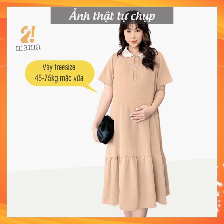 [Bán sỉ] Đầm bầu ( váy bầu ) dự tiệc 2MAMA giá rẻ đẹp dáng suông đuôi cá sang chảnh màu đen be  V38 🎖️