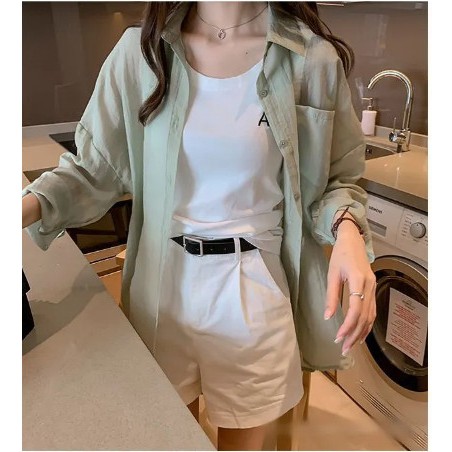 ÁO SƠ MI MÀU XANH MINT KHOAC NGOAI CÁ TÍNH | BigBuy360 - bigbuy360.vn