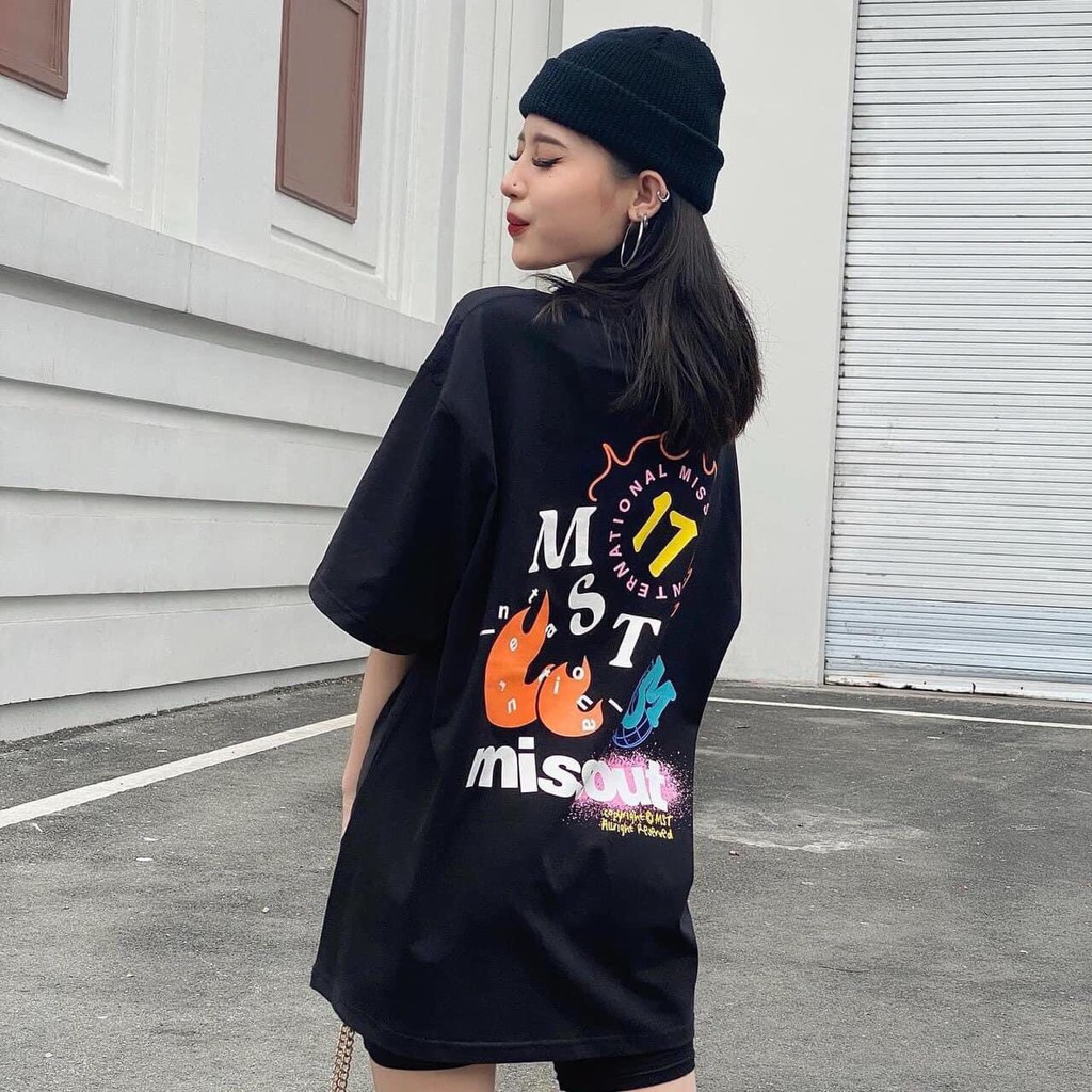 Áo phông MISSOUT in số 17 form thụng tay lỡ Unisex Áo thun cộc tay phong cách ulzzang