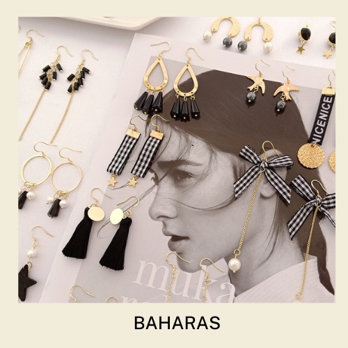 Bông tai thiết kế - phong cách âu mỹ - set bông tai tông đen #388-395