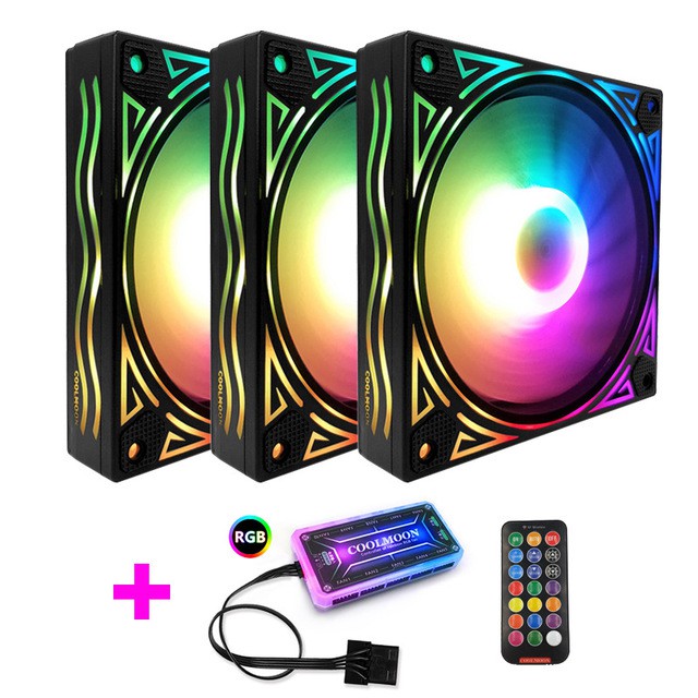 Bộ 3 Quạt Tản Nhiệt, Fan Case Led RGB Coolmoon X Plus - Kèm Hub + Remote