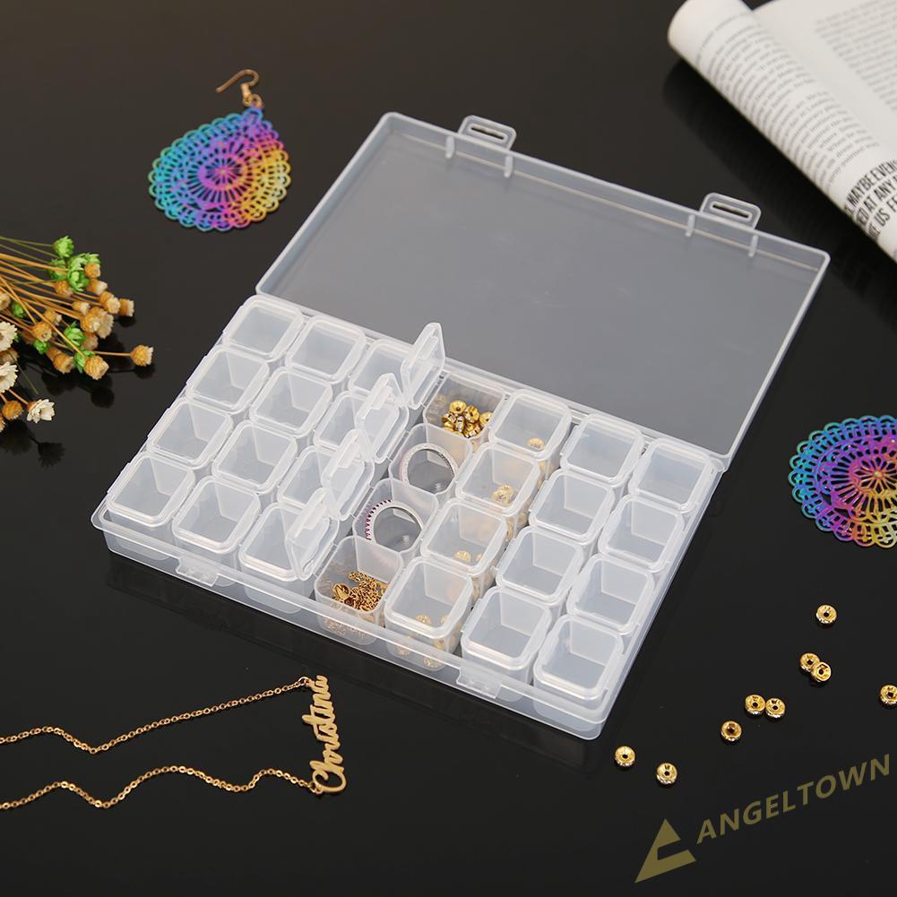 AN 28 Lattices Transparent Container Diamond Painting Accessories Storage Box