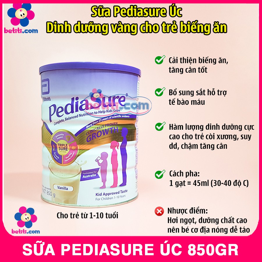 Sữa Bột PEDIASURE Úc 850gr Hương Vani Giúp Bé Tăng Kg Rõ Rệt