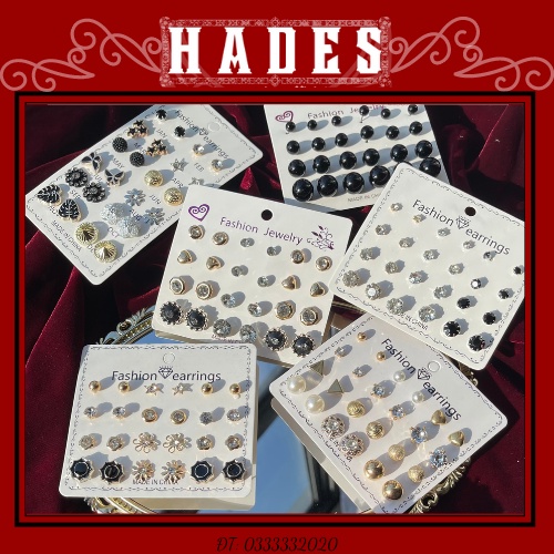 [Xả kho] Set bảng bông tai nụ 12 tháng - hoa tai đính đá sang hàn quốc sang trọng