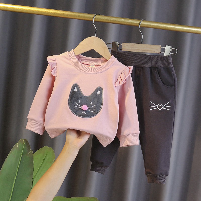 Set Áo Thun Tay Dài &amp; Quần Dài Cho Bé Gái