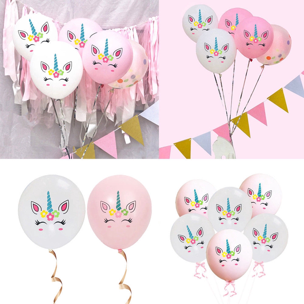 Set 10 bong bóng hình ngựa một sừng dễ thương trang trí tiệc sinh nhật cho bé