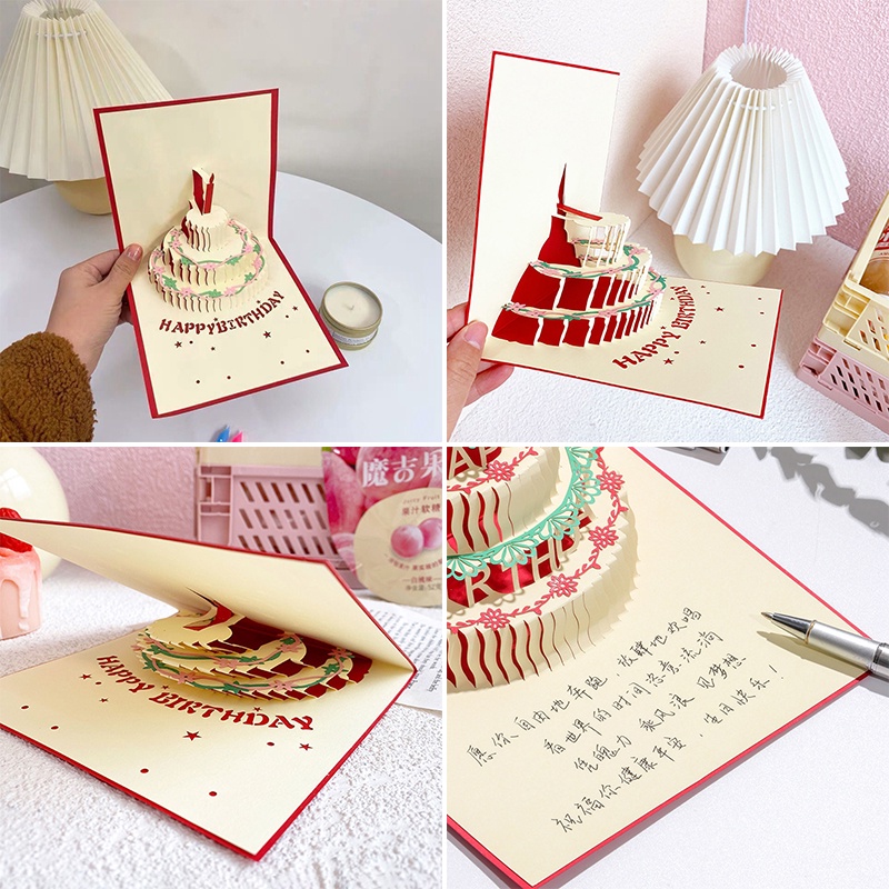 Thiệp Nổi 3D Hình Bánh Kem Sinh Nhật Thẻ
