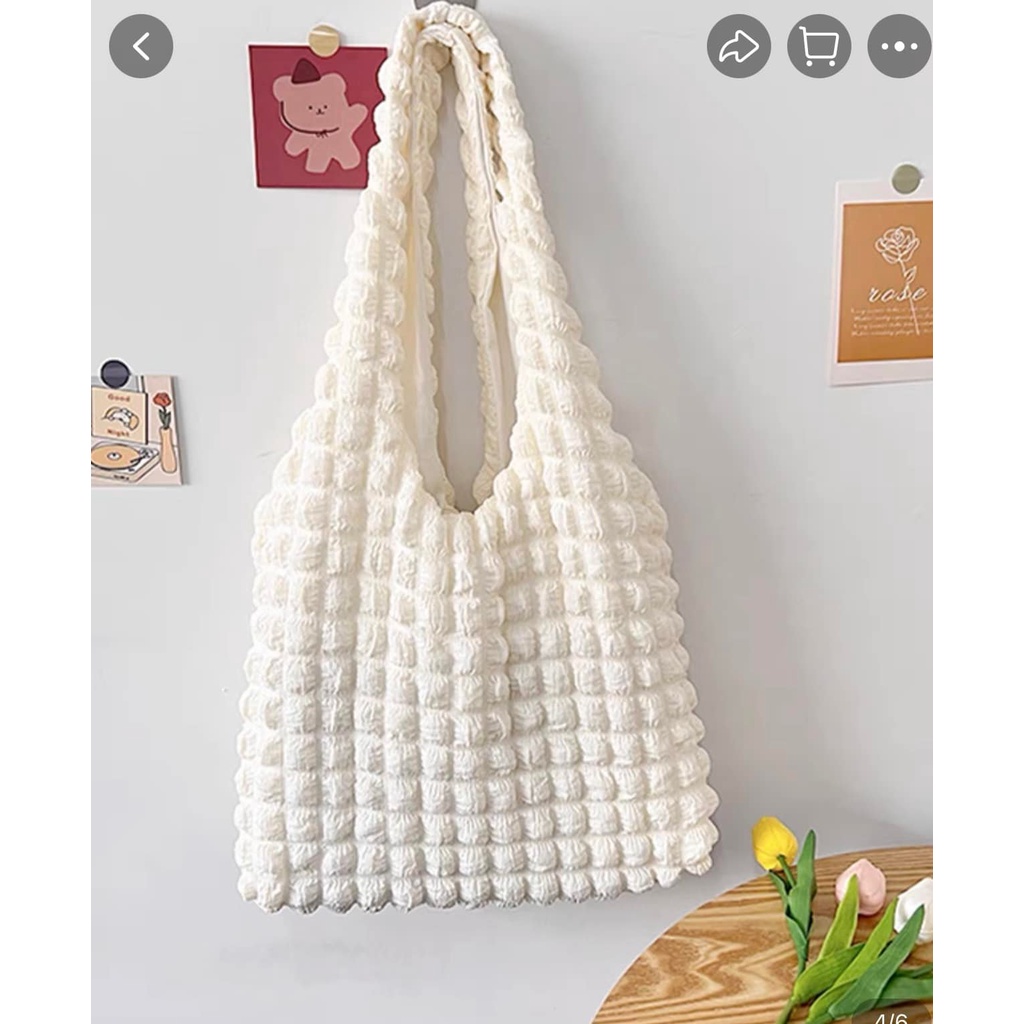 Túi tote túi vải xốp phong cách Hàn quốc, có 2 lớp thời trang ulzzang - Túi tote đi biển nữ đẹp đi chơi thời trang