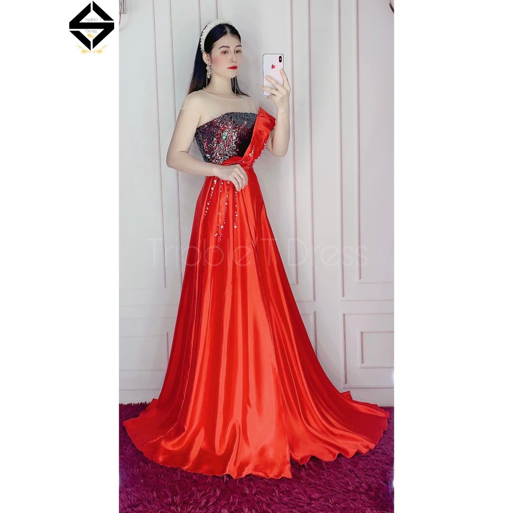 Đầm maxi dạ hội kim sa kết cườm sang trọng TRIPBLE T DRESS - size M/L -MS98Y